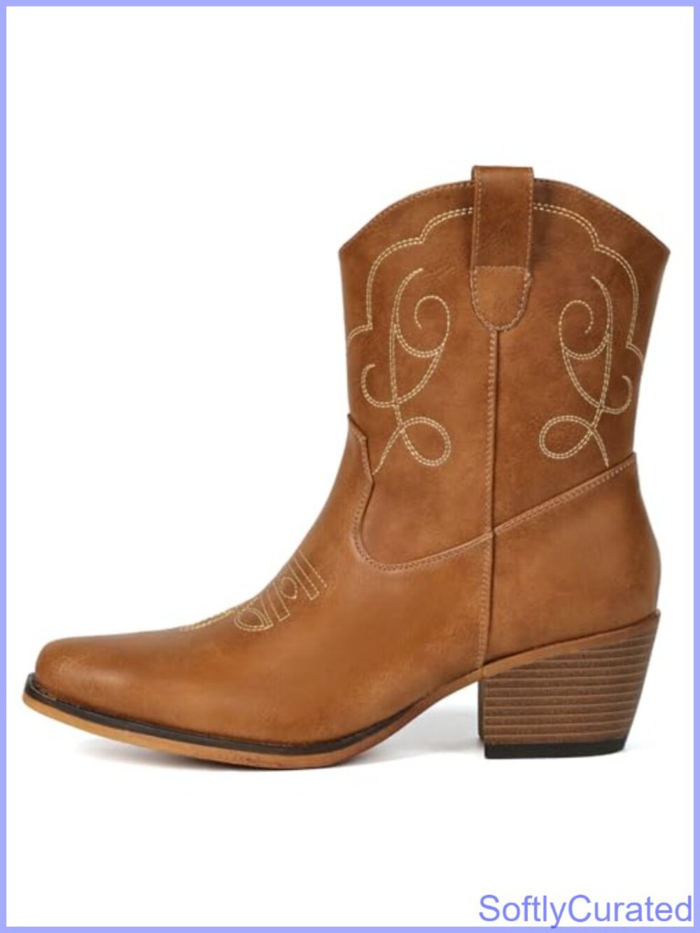 Women's Ankle Western Cowboy Boots Pointed Toe PU Leather Booties